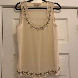Shear cream beaded Philosophy top, size L